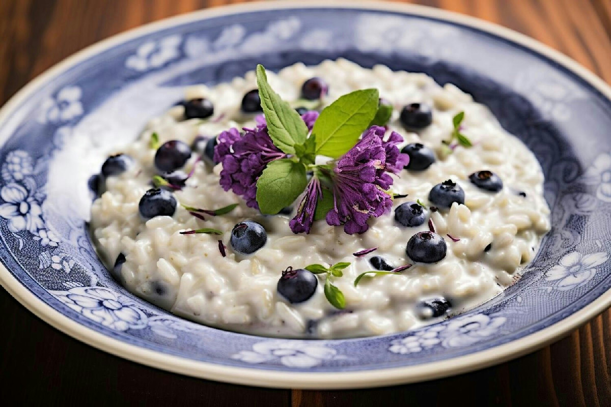 Il segreto di un risotto cremoso con mirtilli, taleggio e speck affumicato dal sapore unico